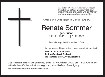 Traueranzeige von Renate Sommer von Frankenpost