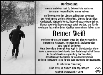 Traueranzeige von Reiner Weiß von Südthüringer Presse