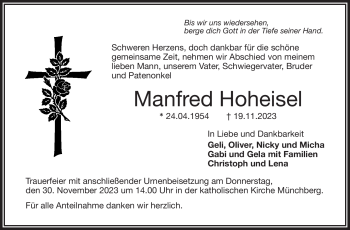 Traueranzeige von Manfred Hoheisel von Frankenpost