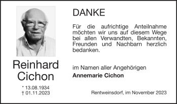 Traueranzeige von Reinhard Cichon von Neue Presse Coburg