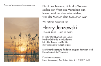 Traueranzeige von Harry Jenzewski von Südthüringer Presse