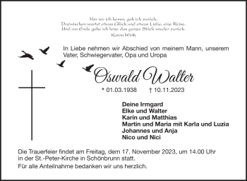 Traueranzeige von Oswald Walter von Frankenpost