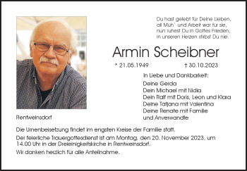 Traueranzeige von Armin Scheibner von Neue Presse Coburg
