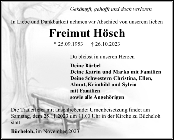 Traueranzeige von Freimut Hösch von Südthüringer Presse
