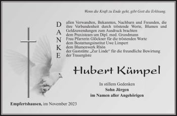 Traueranzeige von Hubert Kümpel von Südthüringer Presse