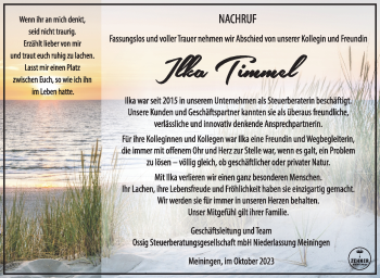 Traueranzeige von Ilka Timmel von Südthüringer Presse