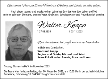 Traueranzeige von Walter Knapp von Neue Presse Coburg