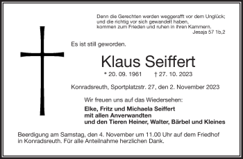 Traueranzeige von Klaus Seiffert von Frankenpost