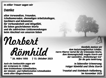 Traueranzeige von Norbert Römhild von Südthüringer Presse