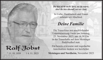 Traueranzeige von Ralf Jobst von Südthüringer Presse