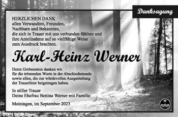 Traueranzeige von Karl-Heinz Werner von Südthüringer Presse