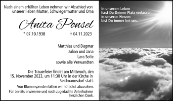Traueranzeige von Anita Ponsel von Neue Presse Coburg