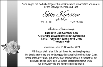 Traueranzeige von Elke Karsten von Neue Presse Coburg