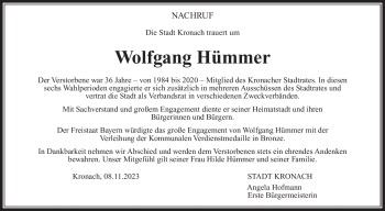 Traueranzeige von Wolfgang Hümmer von Neue Presse Coburg