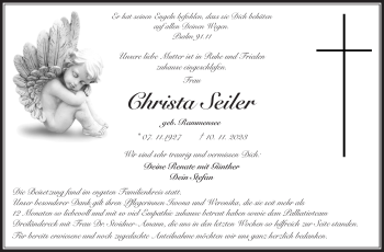 Traueranzeige von Christa Seiler von Frankenpost