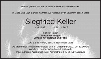 Traueranzeige von Siegfried Keller von Neue Presse Coburg