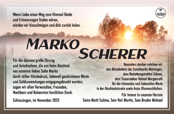 Traueranzeige von Marko Scherer von Südthüringer Presse