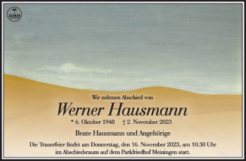 Traueranzeige von Werner Hausmann von Südthüringer Presse