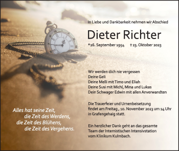 Traueranzeige von Dieter Richter von Frankenpost