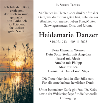 Traueranzeige von Heidemarie Danzer von Frankenpost