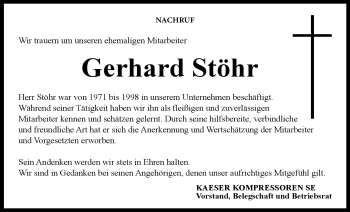 Traueranzeige von Gerhard Stöhr von Neue Presse Coburg