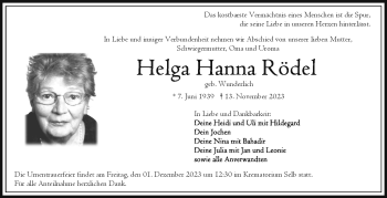Traueranzeige von Helga Rödel von Frankenpost
