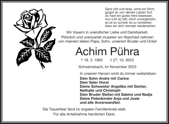 Traueranzeige von Achim Pühra von Frankenpost