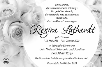 Traueranzeige von Regina Luthardt von Südthüringer Presse