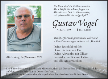Traueranzeige von Gustav Vogel von Neue Presse Coburg