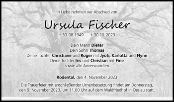 Traueranzeige von Ursula Fischer von Neue Presse Coburg