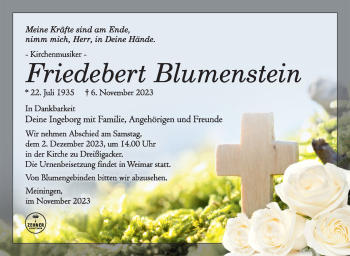 Traueranzeige von Friedebert Blumenstein von Südthüringer Presse