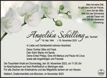 Traueranzeige von Angelika Schilling von Südthüringer Presse