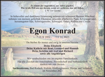 Traueranzeige von Egon Konrad von Südthüringer Presse