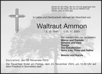 Traueranzeige von Waltraut Ammon von Neue Presse Coburg