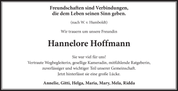Traueranzeige von Hannelore Hoffmann von Frankenpost