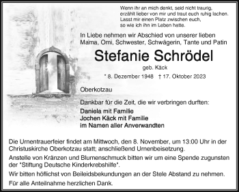 Traueranzeige von Stefanie Schrödel von Frankenpost