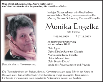 Traueranzeige von Monika Engelke von Neue Presse Coburg
