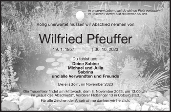 Traueranzeige von Wilfried Pfeuffer von Neue Presse Coburg