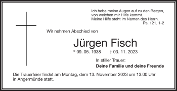 Traueranzeige von Jürgen Fisch von Frankenpost