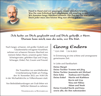 Traueranzeige von Georg Enders von Südthüringer Presse