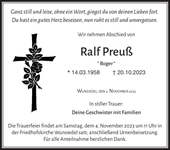 Traueranzeige von Ralf Preuß von Frankenpost