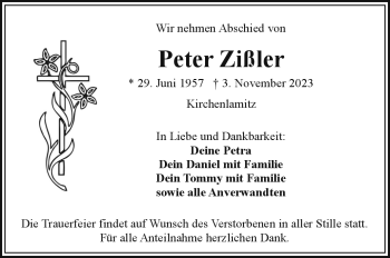 Traueranzeige von Peter Zißler von Frankenpost