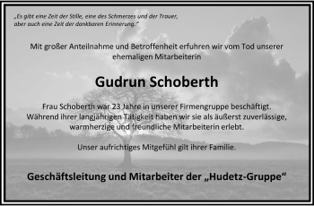 Traueranzeige von Gudrun Schoberth von Frankenpost