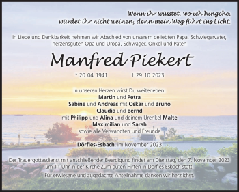 Traueranzeige von Manfred Piekert von Neue Presse Coburg