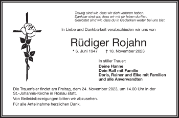 Traueranzeige von Rüdiger Rojahn von Frankenpost