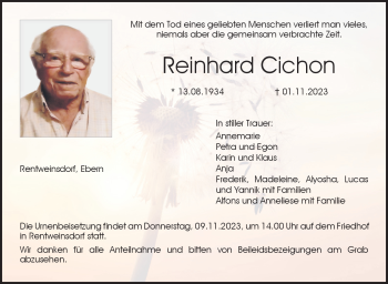 Traueranzeige von Reinhard Cichon von Neue Presse Coburg