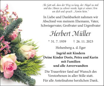 Traueranzeige von Herbert Müller von Frankenpost