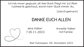 Traueranzeige von Jens Völker von Südthüringer Presse