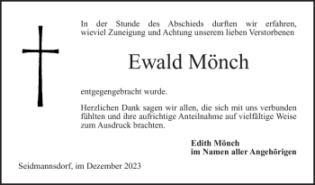 Traueranzeige von Ewald Mönch von Neue Presse Coburg
