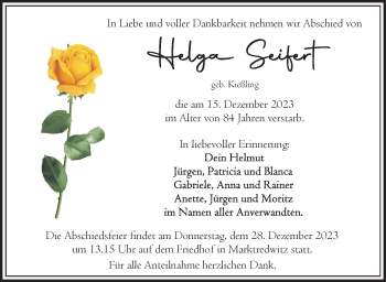 Traueranzeige von Helga Seifert von Frankenpost
